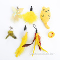Набор игрушек для кошек с желтыми перьями, палочки, игрушки для котят